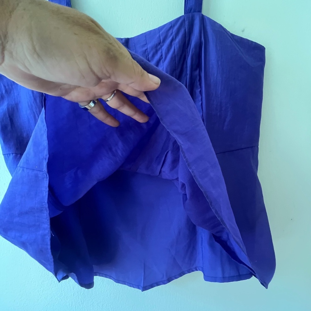 Banana Republic Sz 8 Pleated Purple Camisole Tank‎ Top Lined Back Zip Tencel - Picture 7 of 9